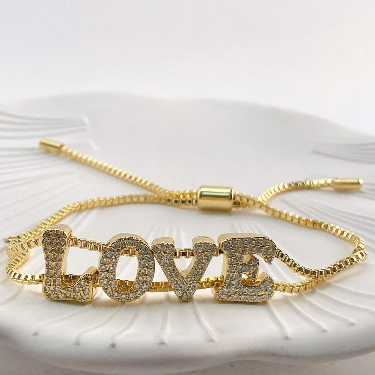 Women Accessories Name In English - Fashionable gold DIY name bracelet with