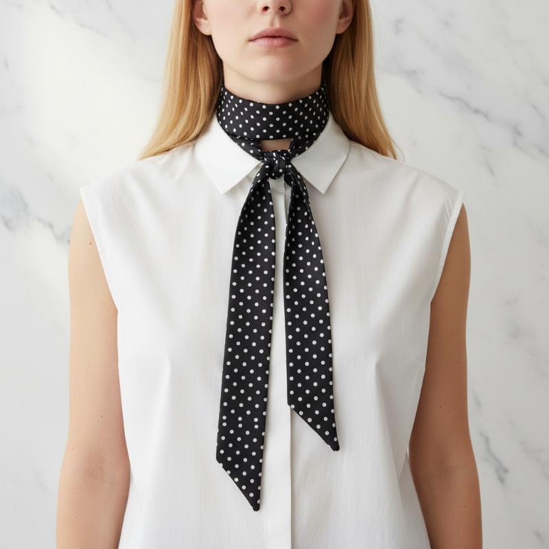 Women'S Korean Accessories - Fashion Polka Dot Silk Scarf Versatile