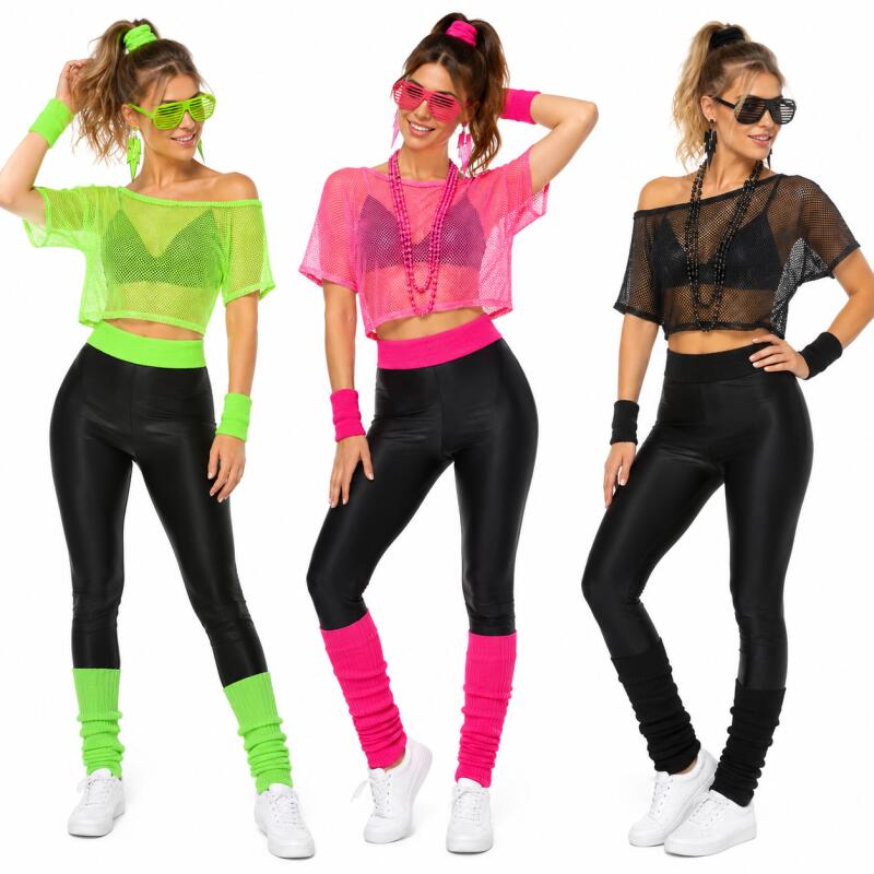 Women Accessories Products - 80s Hippie Disco Outfit Set Neon