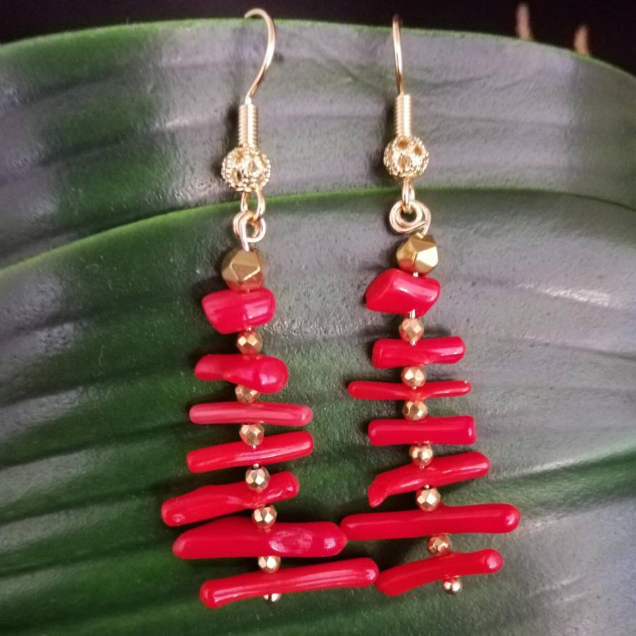 Women Irregular Branch Red Cor - đánh giá và giá Tassel Earrings Boho