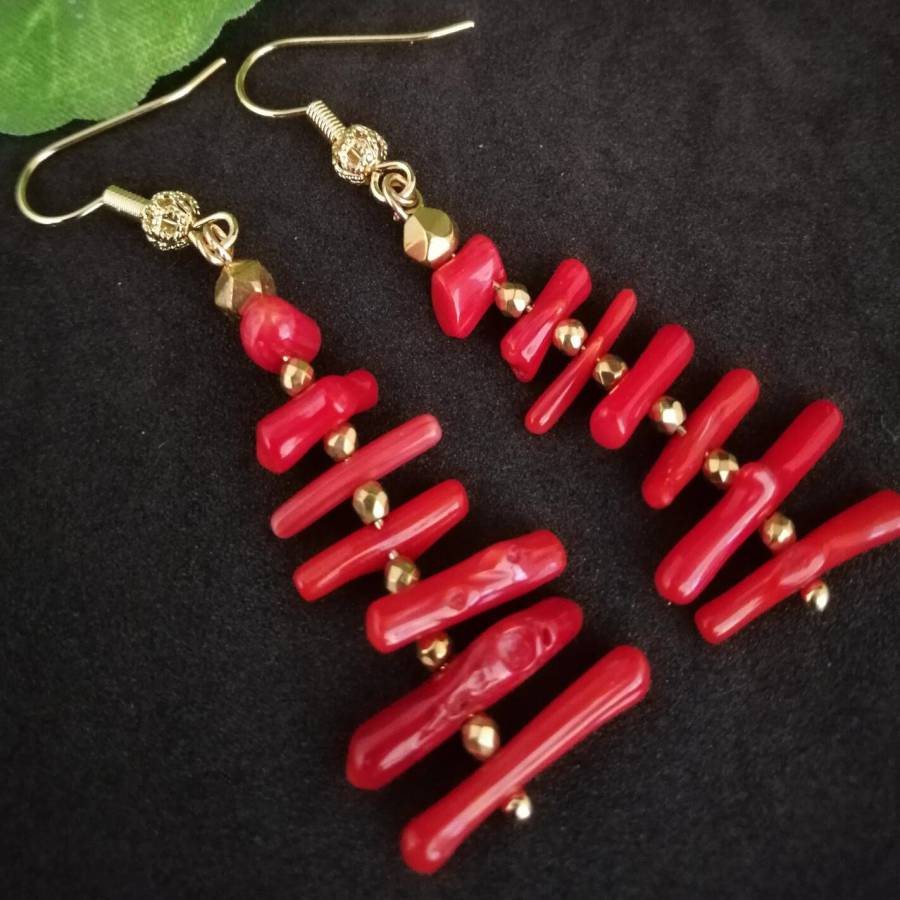 Women Irregular Branch Red Cor - đánh giá và giá Tassel Earrings Boho