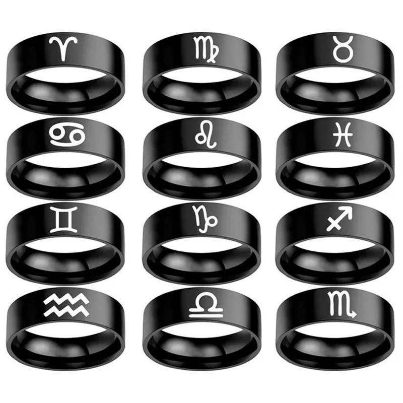 12 Zodiac Sign Rings Stainless - đánh giá và giá Women Accessories Name In English
