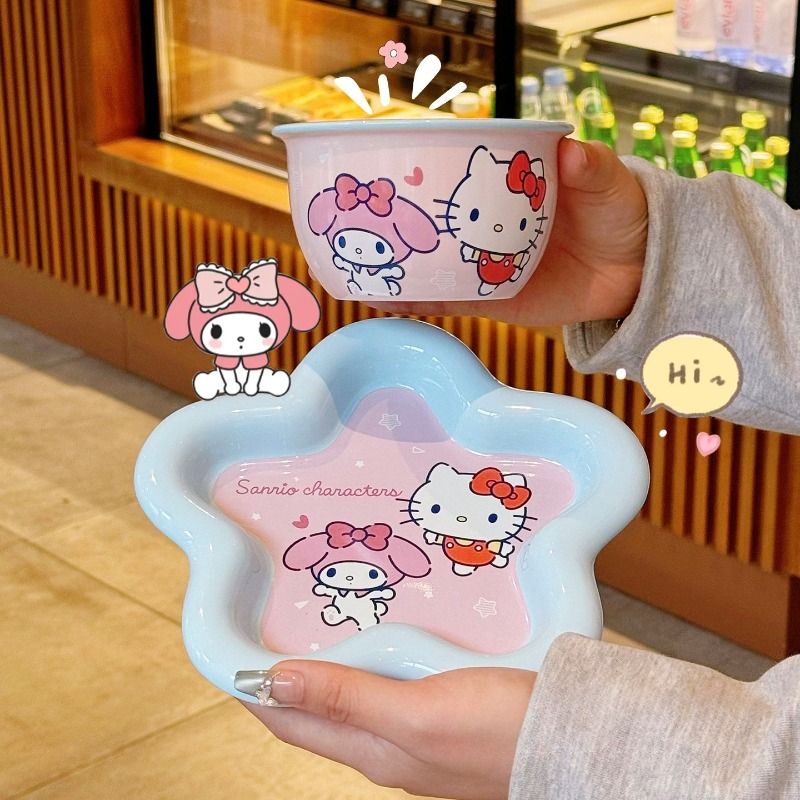 Cartoon Cat Print Ceramic Dinn - đánh giá và giá Women Accessories Combo